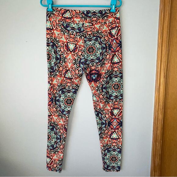 LuLaRoe Green / Orange / Purple Patterned Leggings Size One Size 0-10 - Picture 2 of 9